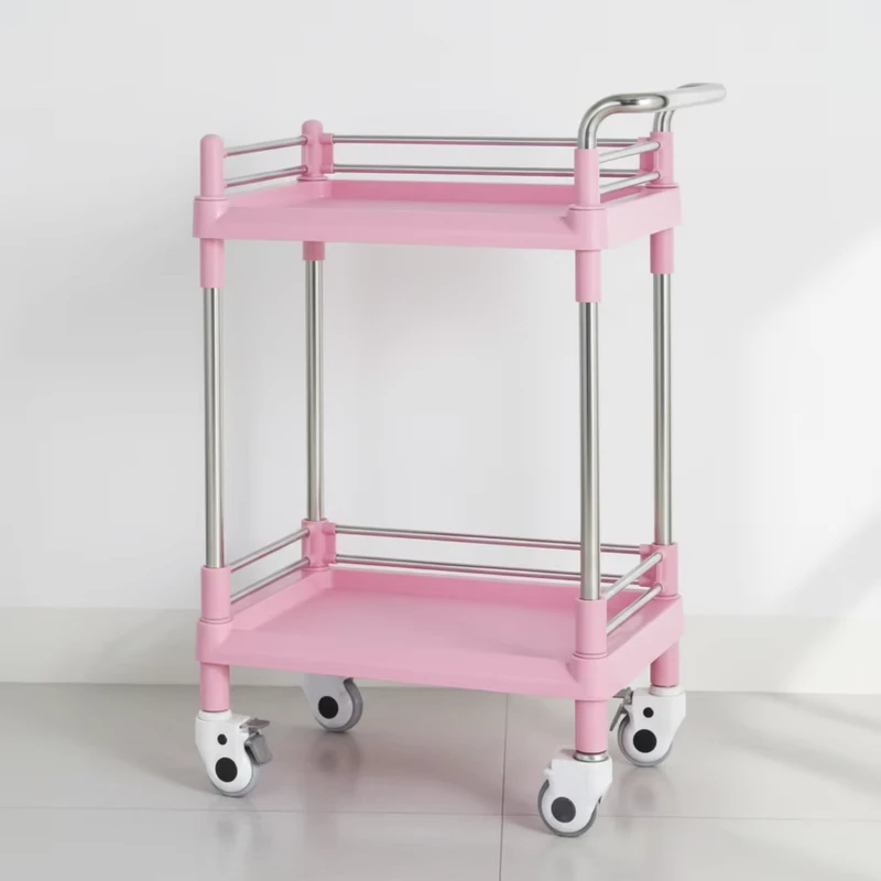 Two layer ABS Plastic Platform Trolley with Integrally Formed 201 Stainless Steel Pipe Connection