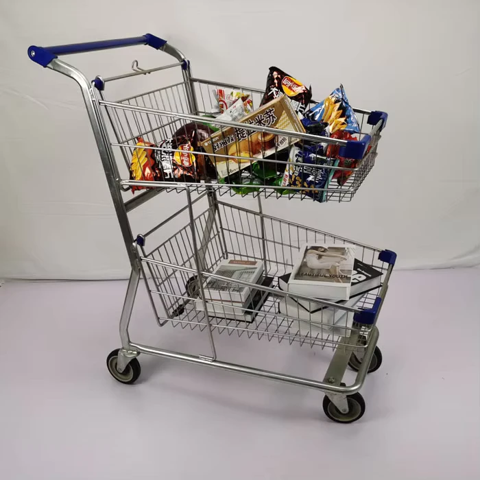 Two tier Shopping Cart with Two Baskets Double Tier