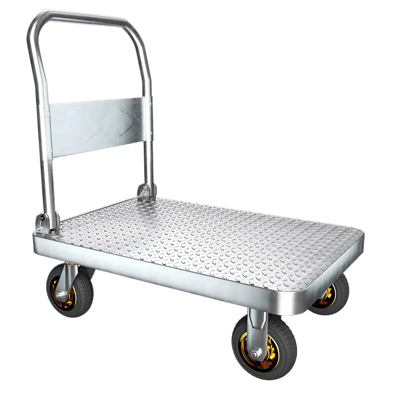 Uni Silent 300kgs Heavy Duty Stainless Steel Hand Push Trolley Platform Truck Food Cart ST300D DX