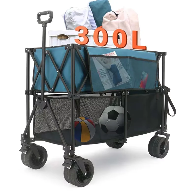 Unique Designs 300L Beach Wagon Trolley for Outdoor Double Decker Foldable Wagon