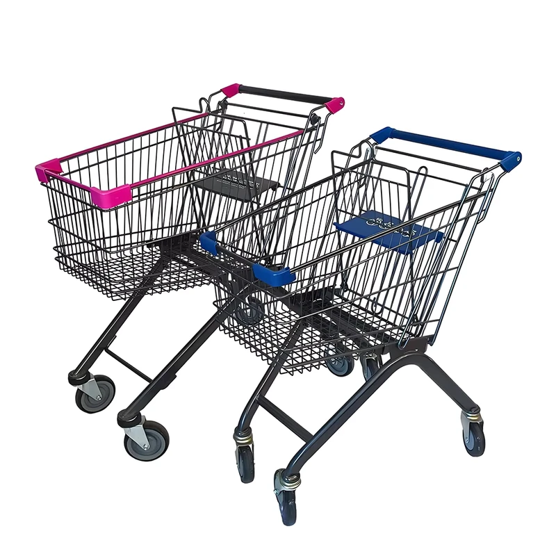 Universal Style Large Mesh Structure Steel Metal Shopping Carts Trolleys for Retail Store and Supermarket Use with Rolling Wheels