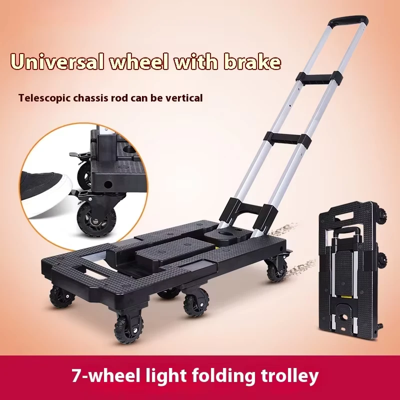 Universal Wheels Hand Truck Portable Foldable Platform Trolleys Telescopic Luggage Cart Shopping Cart Shopping Trolley