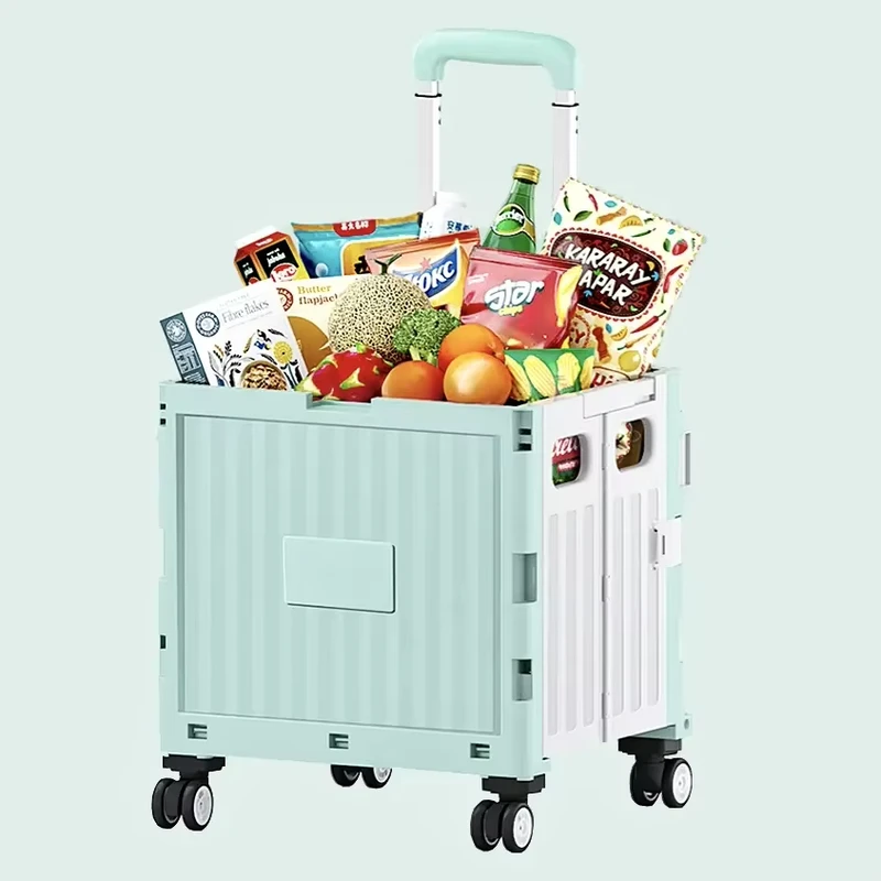Universal Wheels Supermarket Store Shopping Trolleys Carts Camping Portable Foldable Shopping Cart Shopping Trolley