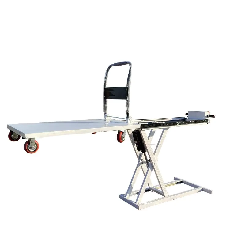 Unloading Scissor Lift Platform Mobile Hand pushed Flatbed Cart Hydraulic Hand Lift Trolley Adjustable Height Heavy Duty