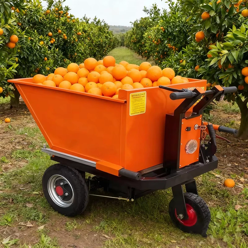 User Friendly 500kg Electric Wheelbarrow Dumper Motor 48V Rechargeable 3 Wheel Hand Push Cargo Cart for Farms Gardens Building