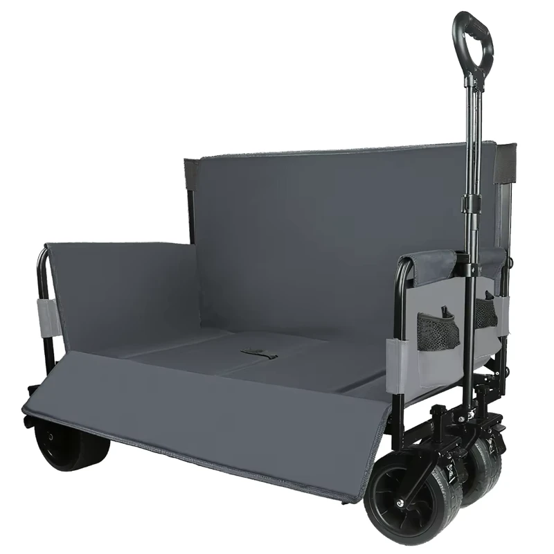 Utility Bench Wagon for Camping Heavy Duty Outdoor Folding Wagon Seat for 2 Adults 500lb Large Weight Capacity Sofa Wagon Cart
