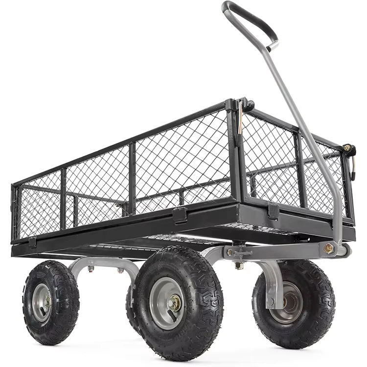 Utility Cart Garden Wagon Outdoor Moving Cart 800 Pound Capacity 4 Cubic Feet Removable Sides Heavy Duty Garden Cart