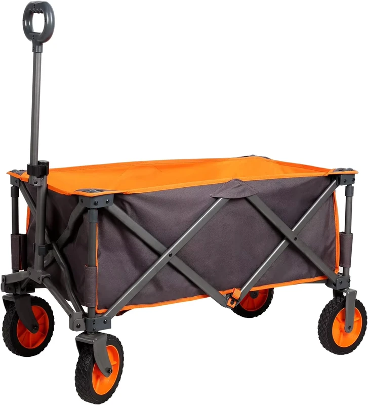 Utility Folding Wagon Garden Carts with Wood Roll Table Heavy Duty Wagon Shopping Cart for Sports Outdoor Camping Fishing