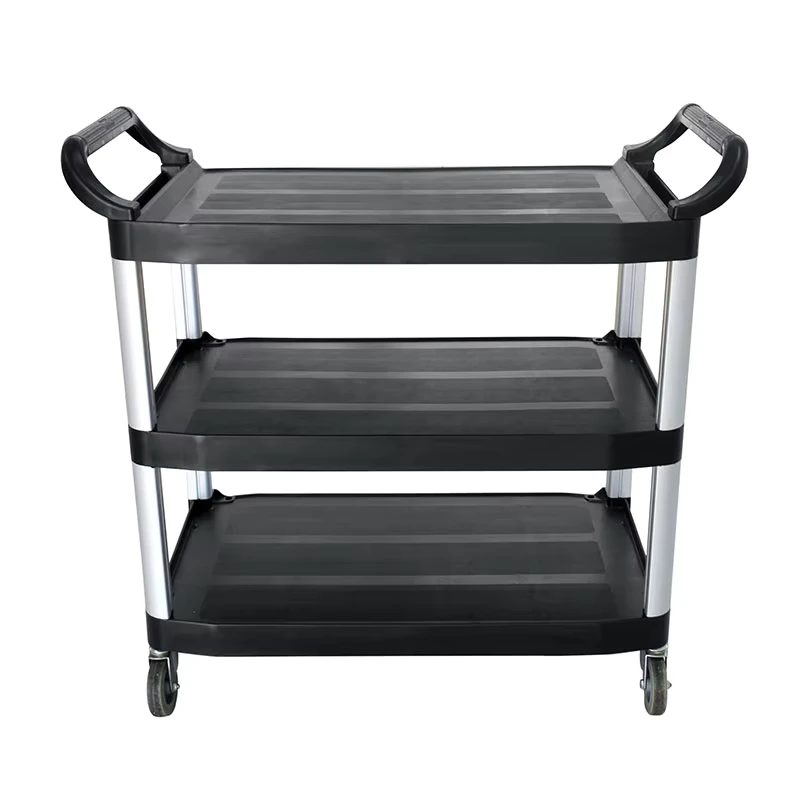Utility Mobile Service Cart Food Servicing With Three Shelves