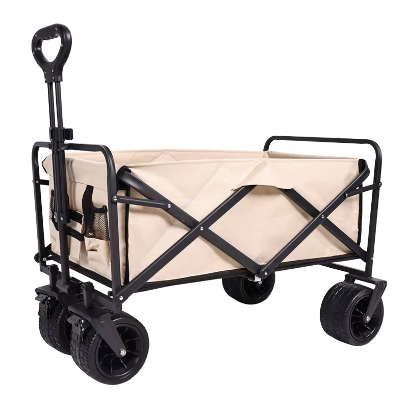 Utility Pull Push Wagon Cart Heavy Duty Collapsible Trolley Foldable Wagon Garden Cart for Groceries Fishing Camping Outdoor