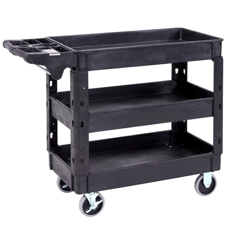 Utility Service Cart 3 Shelf 550LBS 360° Swivel Wheels 2 with Brakes