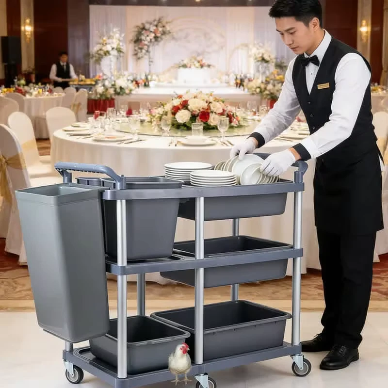 Value for Money Rust Proof Room Service Trolley Service Station Cart Commercial Hospitality Cart for Banquet Service