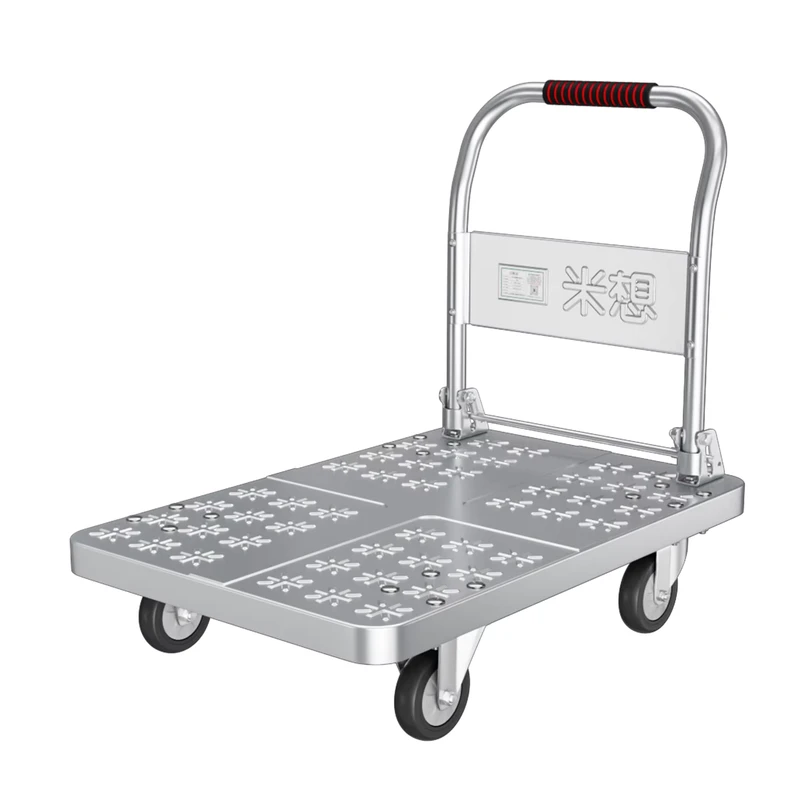 Verified Suppliers 304 Stainless Steel Frame Foldable Handle Foldable Vendor Cart Hand Trolley Large Wheel Cart for Shopping