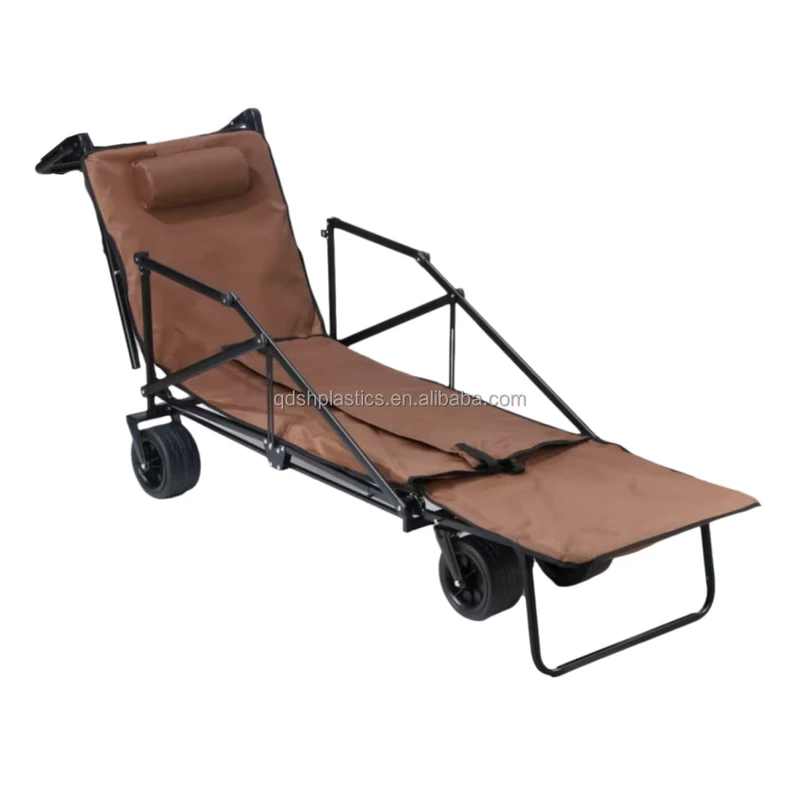 Versatile 2-in-1 Design Camping Cart for Hauling Items Utility Cart and Beach Chair Combo