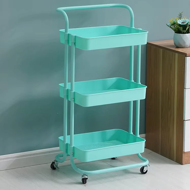 Versatile 3 Shelf Kitchen Storage Trolley Stylish Metal Rack Design for Organizing Condiments and Utensils