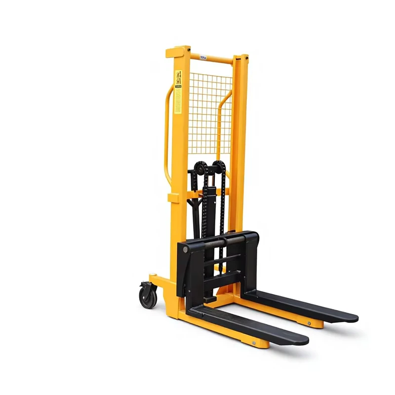 Versatile 3 Ton Manual Stacker with Nylon Forklift Wheels for Outdoor Use and Various Goods Handling