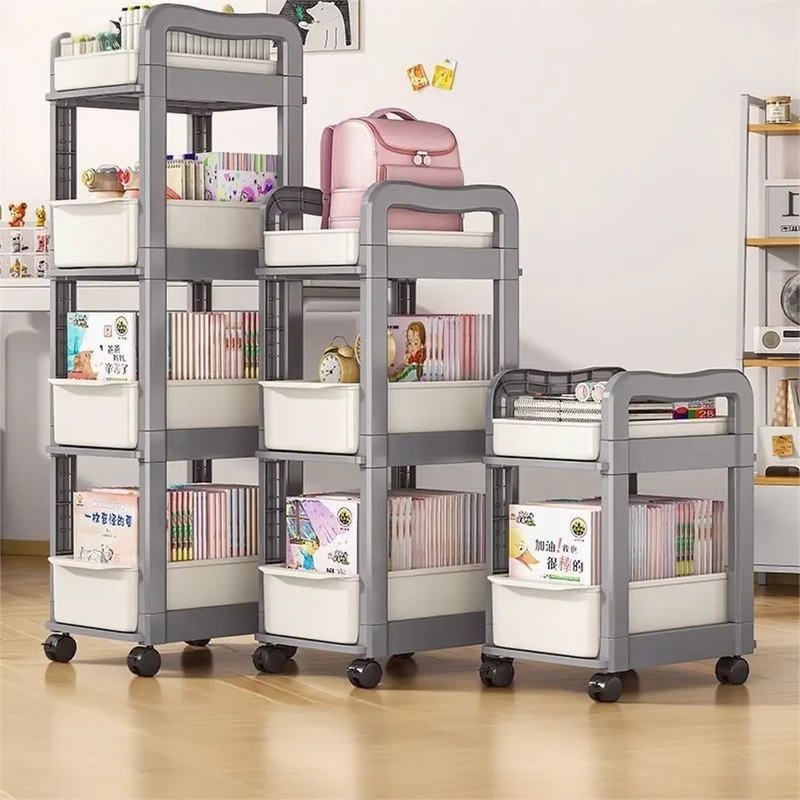 Versatile PP Rolling Organizer Multi Functional Stable Structure Storage Cart for Home Goods & Snacks