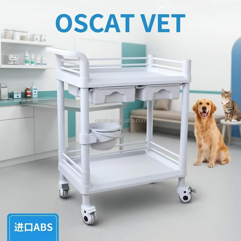 Veterinary Equipment Pet Medical Instrument Veterinary Utility Trolley Smooth Mobility for Vet Clinic Use