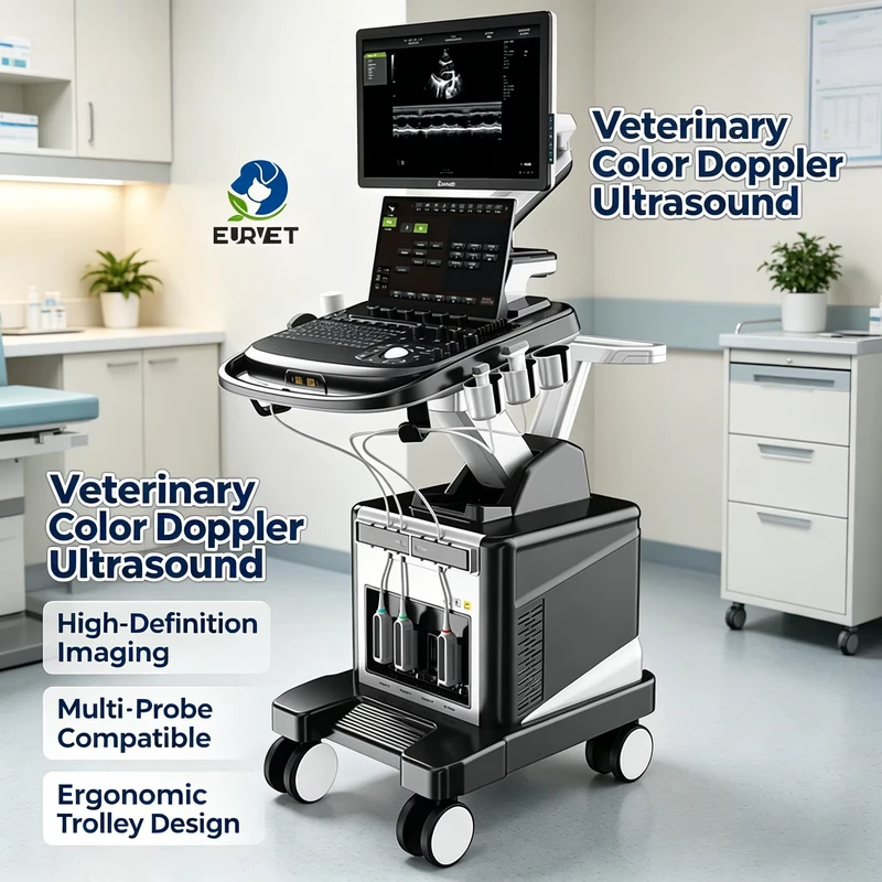 Veterinary Equipment Trolley Color Doppler Ultrasound Scanner for Animals