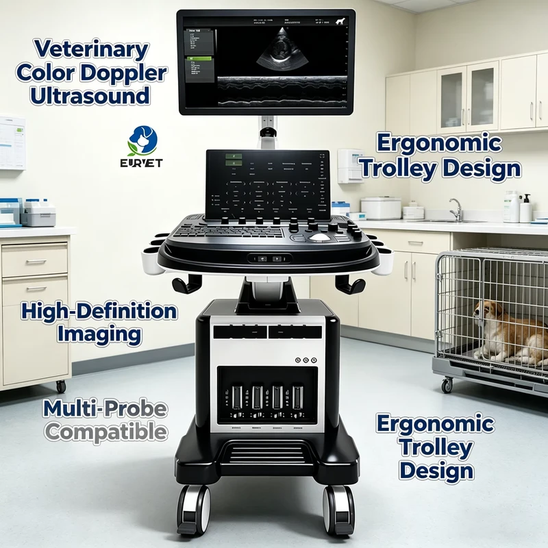 Veterinary Equipment Trolley Ultrasound Scanner with Multiple Probes for Pets
