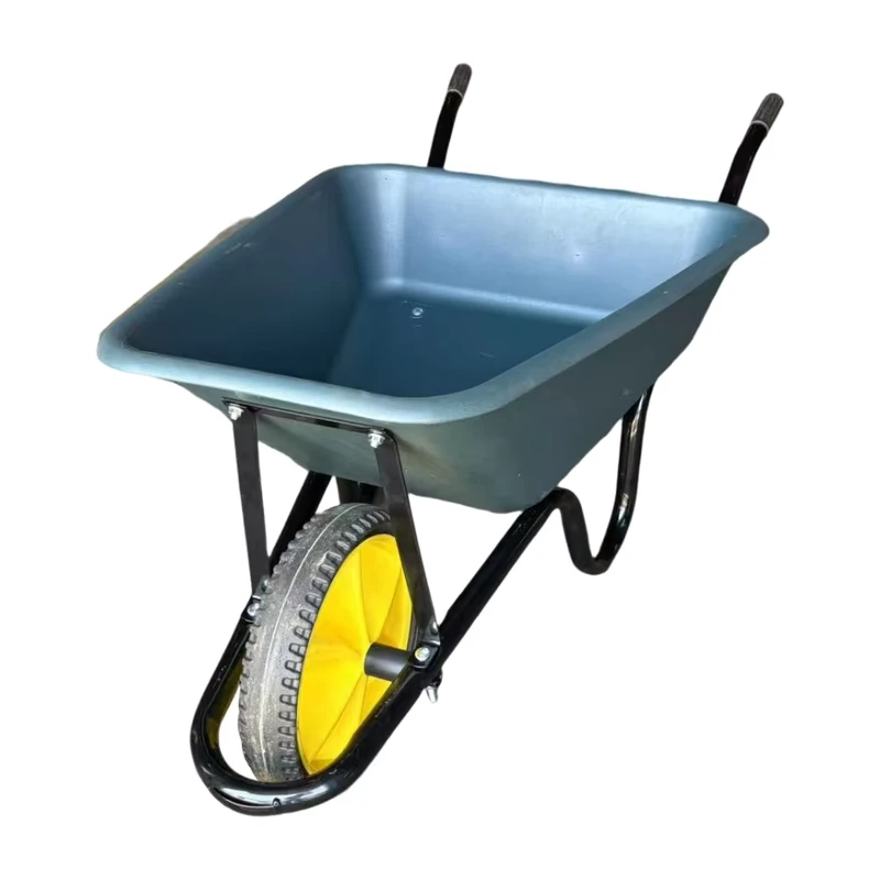 WB3800P Heavy Duty Wheelbarrow with 100kg Load Capacity 60L 13*3 Inch Pneumatic Wheel Plastic Construction for Garden Use