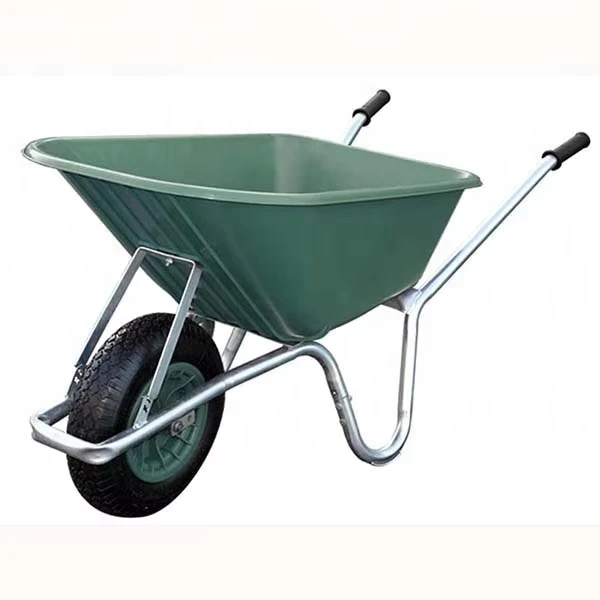 WB6414P European 85L 160Kg Capacity Plastic Wheelbarrow Tray Garden Hand Cart Wheel Barrow with 4.00 8 Replacement Rubber Wheel