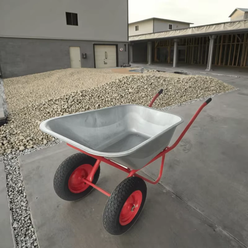 WB6417 Factory Heavy Duty Construction Metal Tray Two Wheel Wheelbarrow