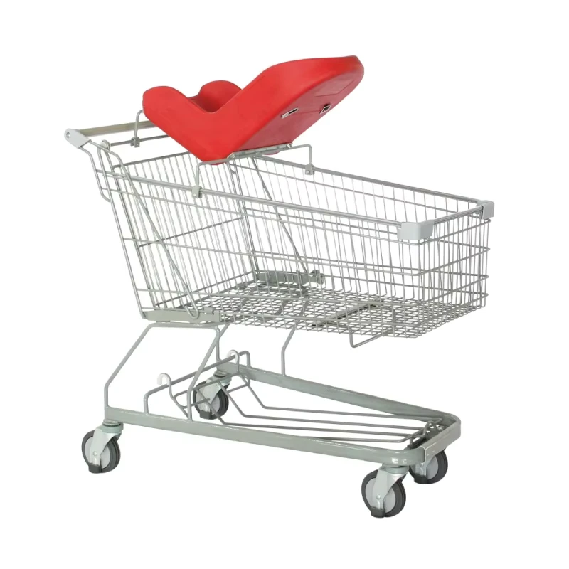 WM L150 Baby Capsule Supermarket Shopping Trolley with Secure Infant Seat Heavy Duty Metal Cart for Retail Store Use