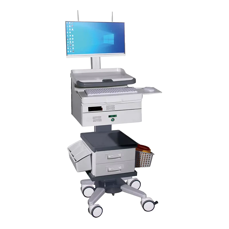 WT001A Mobile Medical Computer Cart with Drawers Hospital Workstation Trolley for Ward Rounds