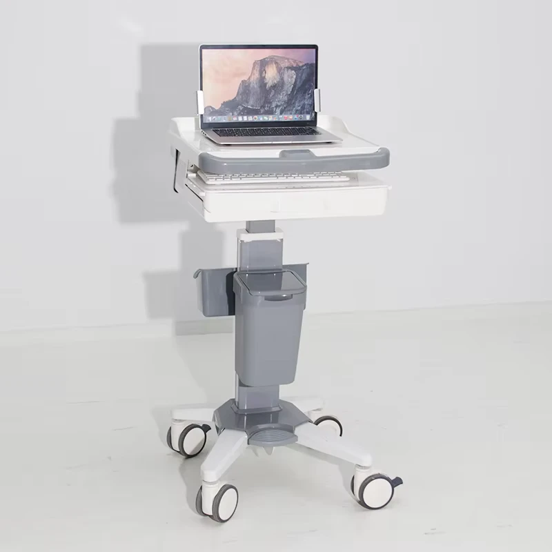 WT002B Mobile Medical Workstation Trolley with Waste Bin Hospital Nursing Cart for Ward Rounds