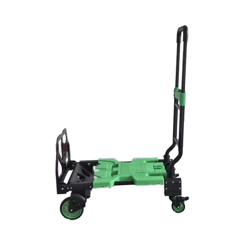 Wagon Cart Utility Folding Hand Truck Adjustable Handle Four Wheel Collapsible Crate Dolly Enclosed Platform Shopping Tools