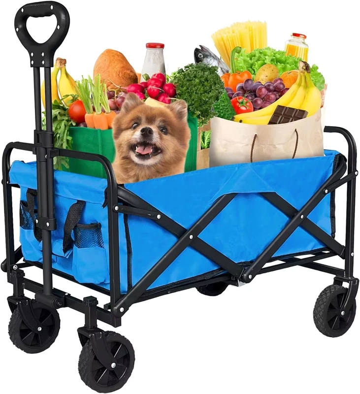 Wagon Foldable Portable Cart Beach Large Capacity 300 kg 5/8/10 Inch Grocery Camping Trolley