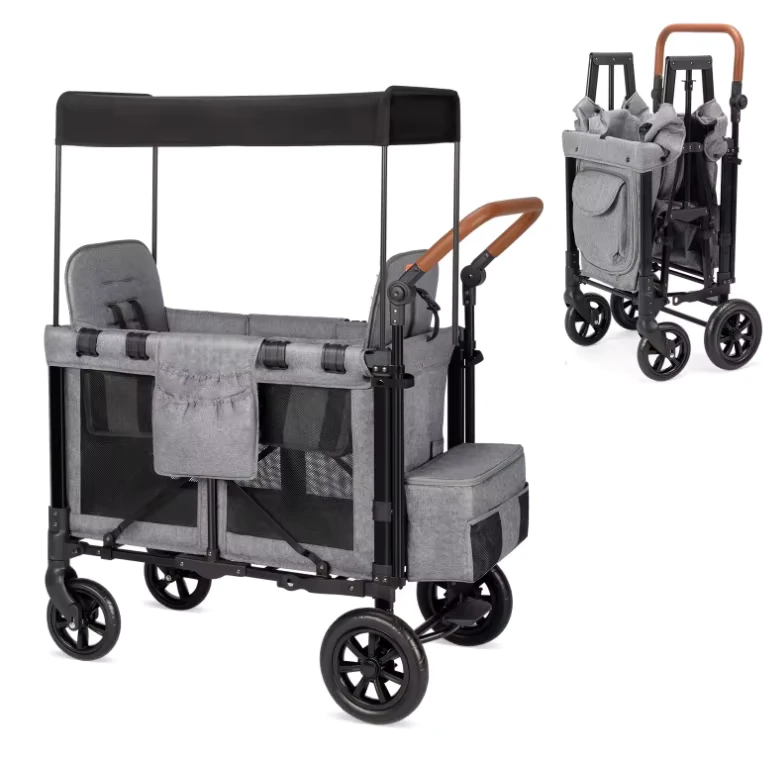 Wagon Stroller US Overseas Warehouse in Stock 2-Seater Heavy Duty Wagon with Full Canopy Camping Outdoor Wagon