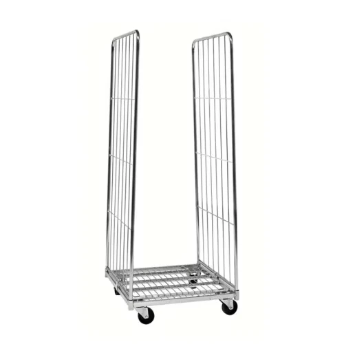 Warehouse Cage Foldable Roll Door Logistic Security Wire Mesh Cart Storage Metal Trolley With Wheels