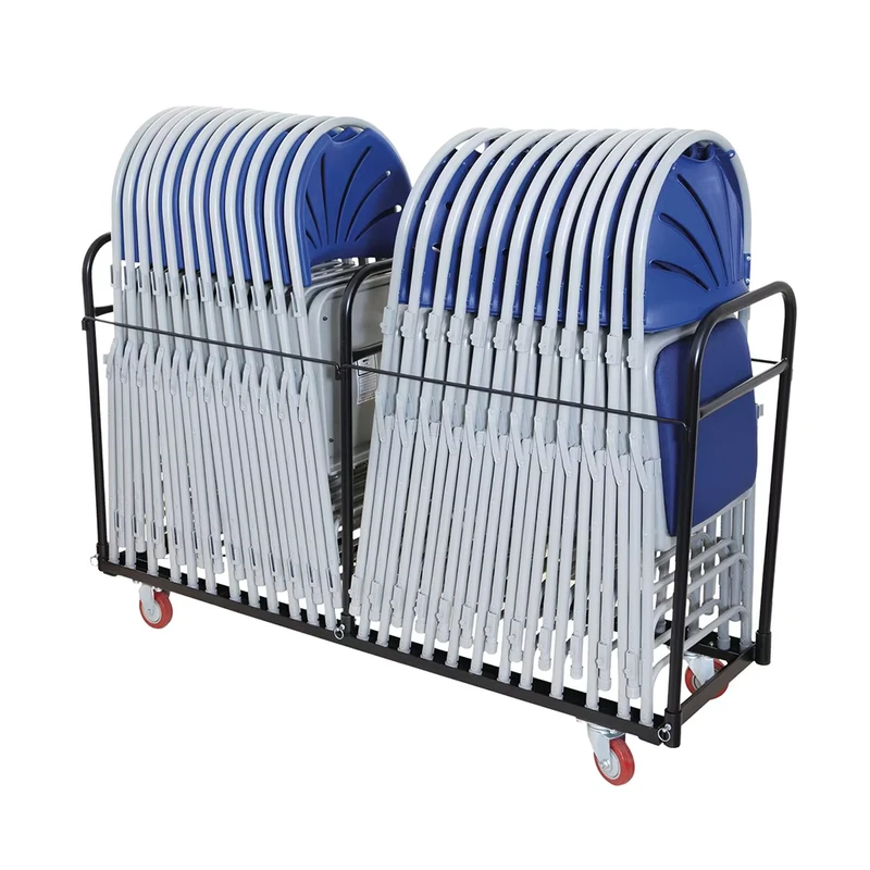 Warehouse Carbon Steel Upright Stand Folding Chair Trolley