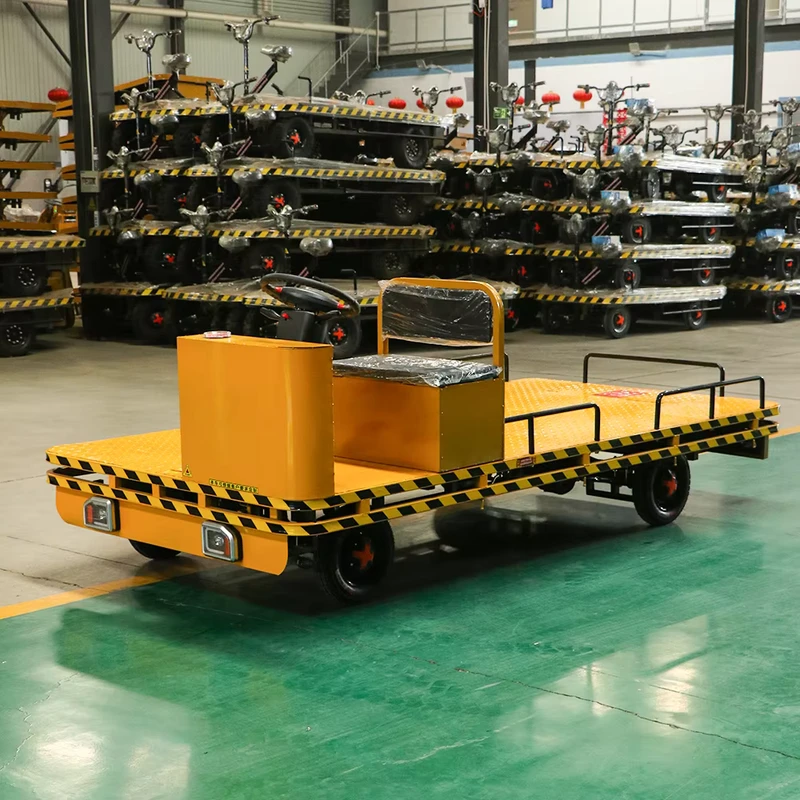 Warehouse Carrying Handing Electric Hand Trolley Platform Cart Flatbed Cargo Electric Platform Trolley