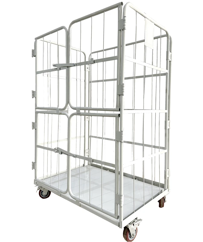 Warehouse Container Cage Roll Containers Trolley with Door Logistics Industrial Laundry Folding Shopping Trolleys Foldable Mesh