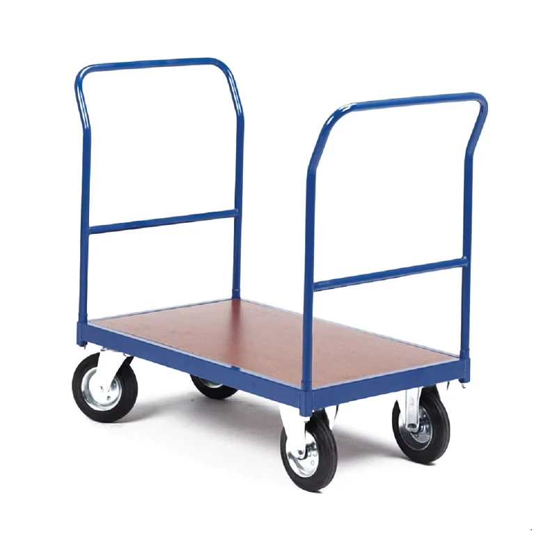 Warehouse Double Handles Carbon Steel Heavy Duty Transport Hand Cart and Trolleys