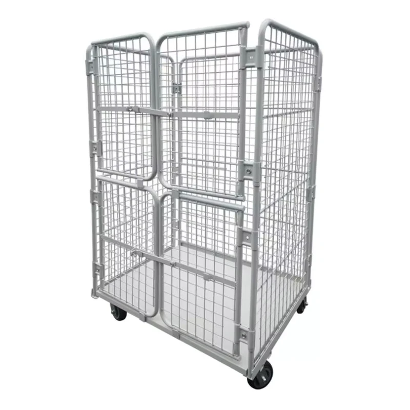 Warehouse Foldable Logistics Turnover Cargo Moving Metal Roll Container Trolley