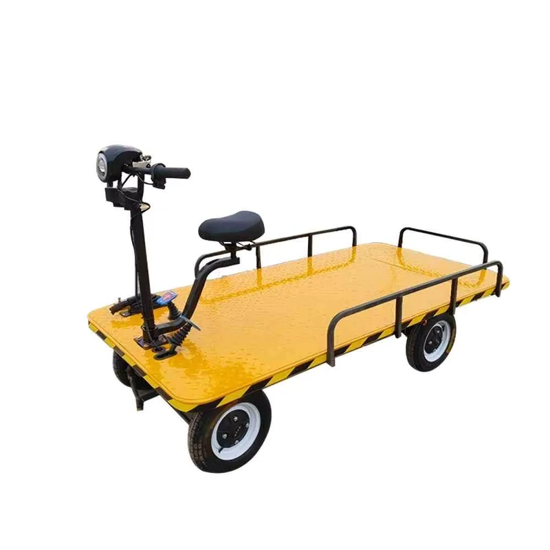 Warehouse Four Wheeled Electric Trolley 800KG 1000KG Electric Flatbed Transporter Four Wheeled Electric Truck