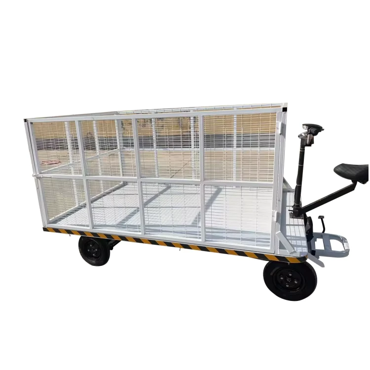 Warehouse Four Wheeled Electric Trolley Hand Push Flatbed Truck Electric Trolley Carrying