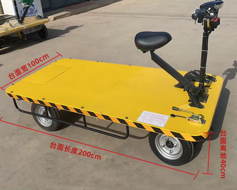 Warehouse Four Wheeled Electric Trolley Hand Push Flatbed Truck Electric Trolley Carrying