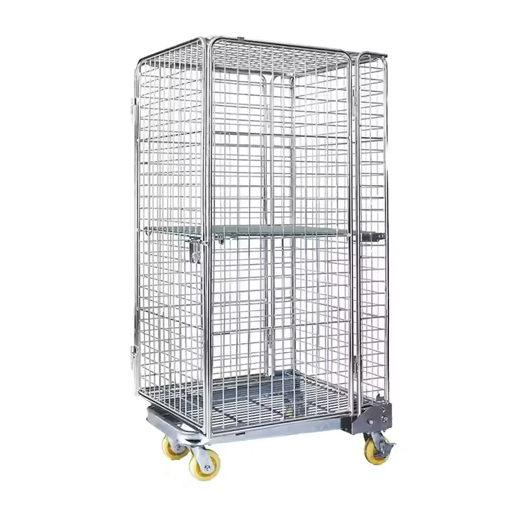 Warehouse Heavy Duty 500kg Four Wheel Easy Moving Collapsible Steel Roll Container