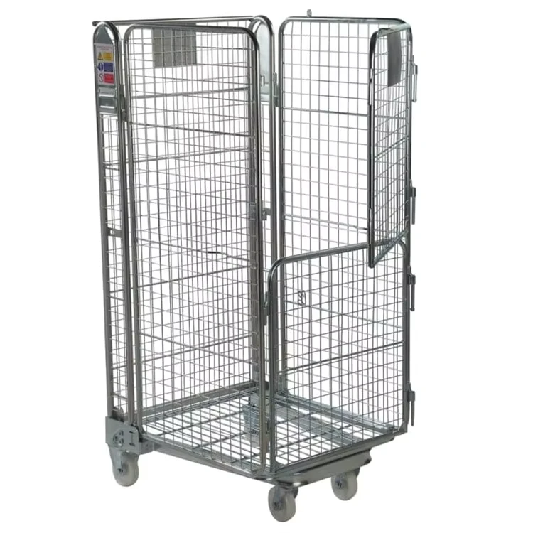 Warehouse Industrial Cargo Storage Transportation Customized Wire Mesh Cage Trolley Roll Container