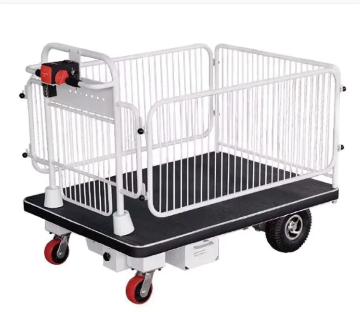 Warehouse Industrial Moving Truck Hand Platform Cart Self Auto Electric Trolley Cart