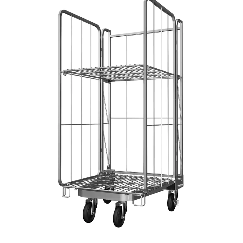 Warehouse Logistic Metal Container Cage Industrial Steel Roll Transport Trolley