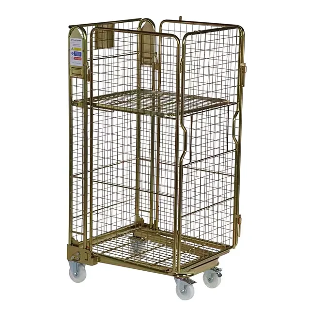 Warehouse Logistic Steel Cargo Nesting Wire Mesh Storage Rolling Container Security Collapsible Roll Cage Cart