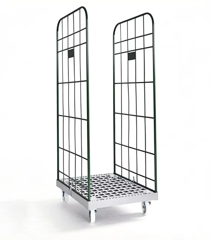 Warehouse Logistics Metal Steel Wire Mesh 2 Sided Storage Roll Cage Trolley for Heavy Duty Material Handling Distribution