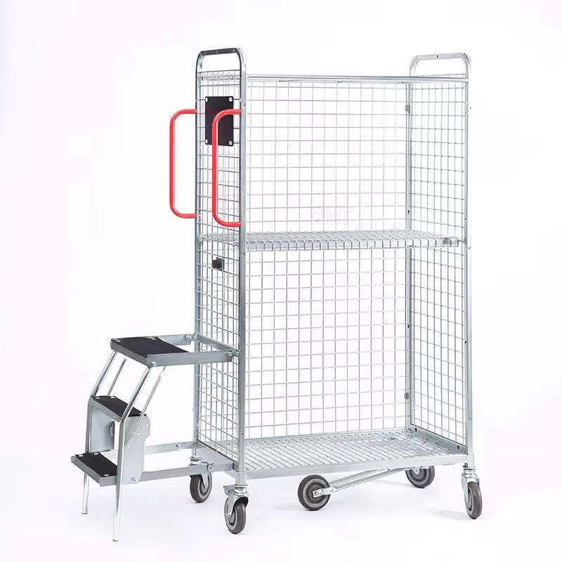 Warehouse Multi Tier Hand Push Roll Container Order Picking Trolley With Wheels
