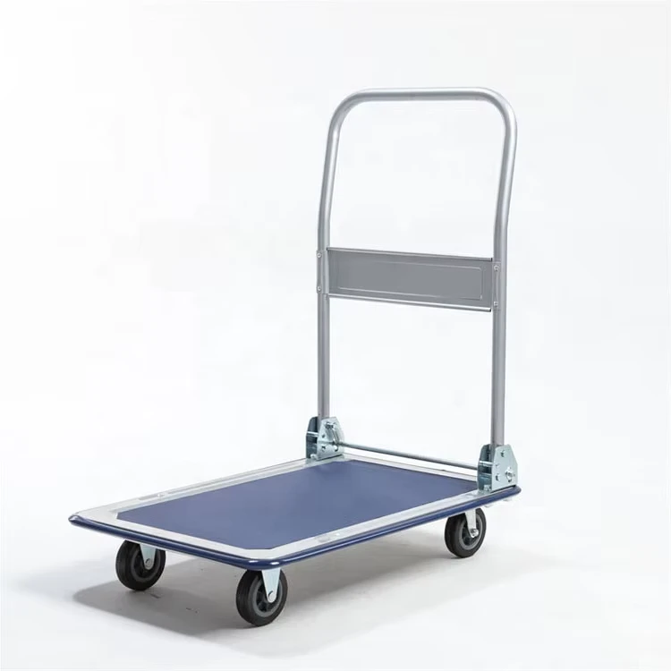 Warehouse Platform Trolley Hand Cart Four Wheel Platform Trolley Foldable Hand Truck